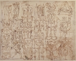 Sketches of Grotesques, Giovanni Antonio Dosio (Italian, Florence/S. Gimignano 1533–1609 Rome/Naples), Pen and brown ink